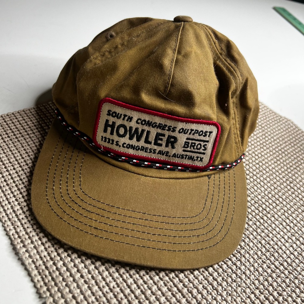 Howler Brothers South Congress Outpost Austin TX Snapback Hat Khaki Brown Cotton